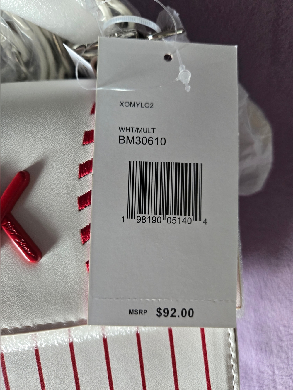 Betsey Johnson White and Red Baseball Purse NWT - Picture 6 of 8